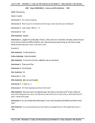 Interview with Collins and Effie Hollyfield (transcript)