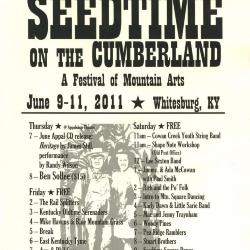 Seedtime on the Cumberland Festival poster, 2011