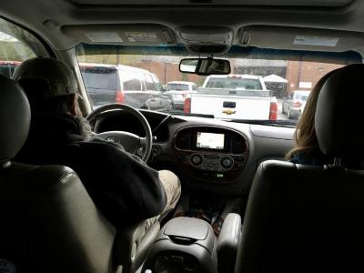 Worship service in school parking lot