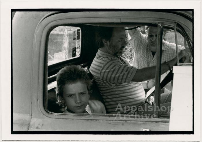 Actor William Johnson and director Andrew Garrison between takes on the film Fat Monroe